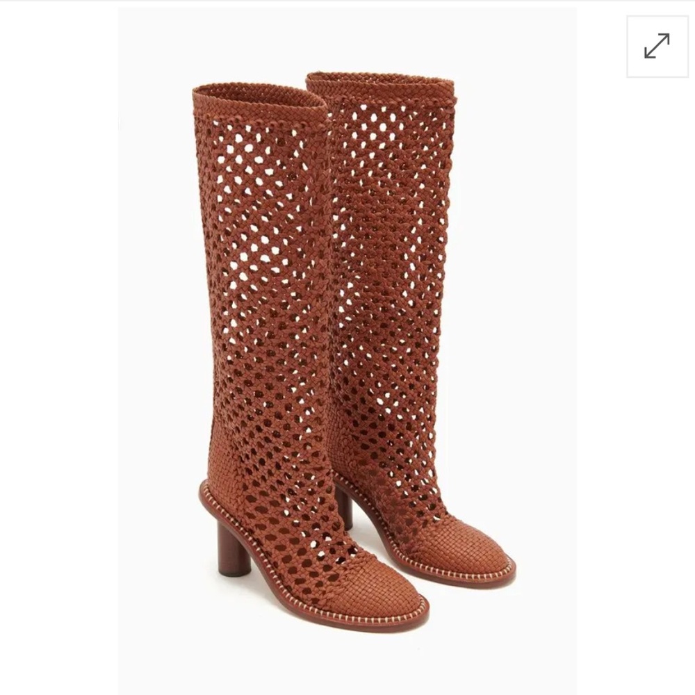 ULLA JOHNSON “HANNAH” Woven Boots, Sierra, Like New 39 8.5 Dustbag included